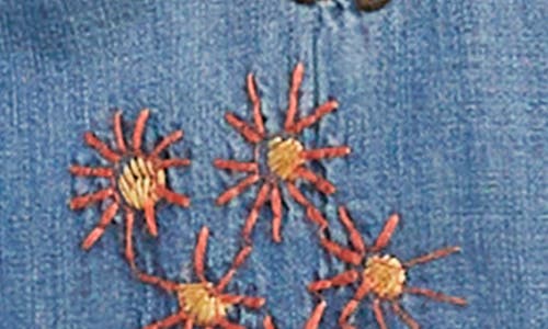Billy T Happy Garden Denim Roll Tab Sleeve Shirt In Blue