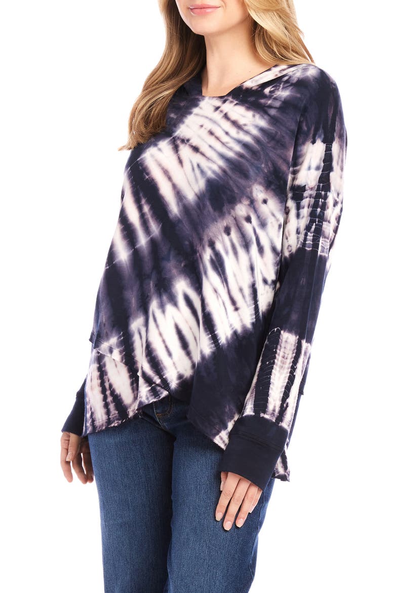Tie Dye Asymmetric Hem Hoodie, Alternate, color, TIE DYE