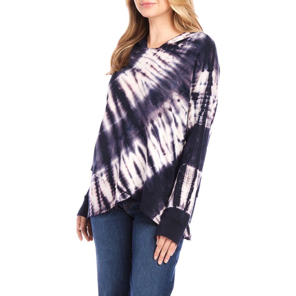 Karen Kane Tie Dyed Asymmetric Hem Hoodie Top In Tie Dye