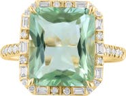 EFFY 14K Yellow Gold Diamond & Green Amethyst Halo Ring