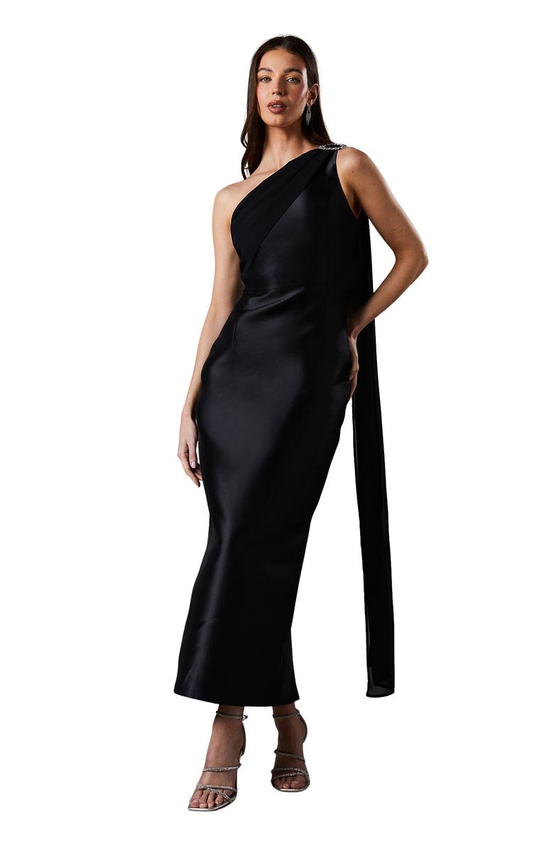 Coast One Shoulder Twill Gown, Main, color, Black