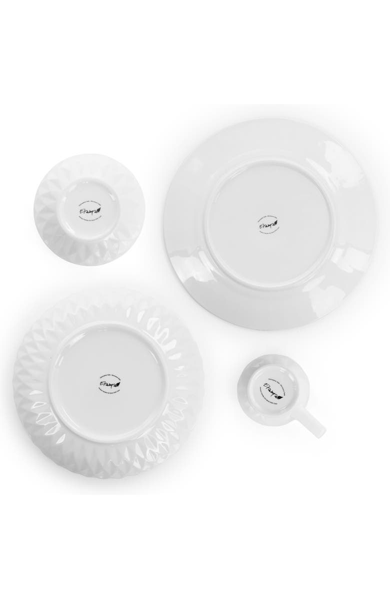 Elama Sienna 18 Piece Porcelain Dinnerware Set, Alternate, color, White