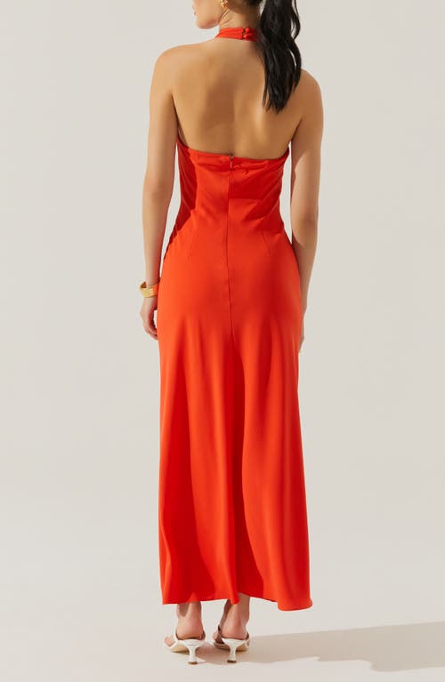 Astr The Label Dalisay Cowl Neck Halter Maxi Dress In Fire Orange