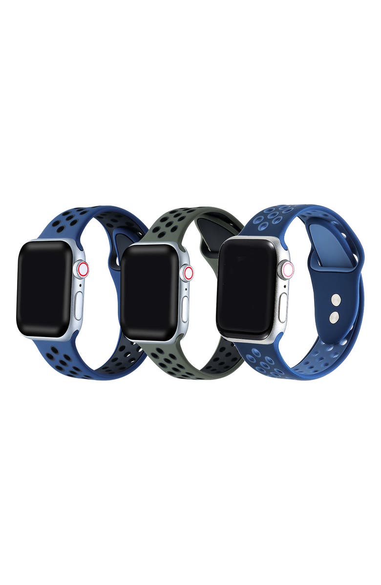 The Posh Tech Assorted 3-Pack Silicone Apple Watch<sup>®</sup> Watchbands, Main, color, Assorted