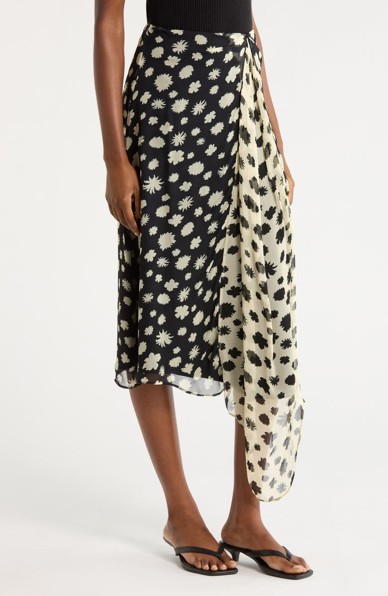 STAUD Sonoma Print Drape Chiffon Midi Skirt, Alternate, color, Ditsy Multi