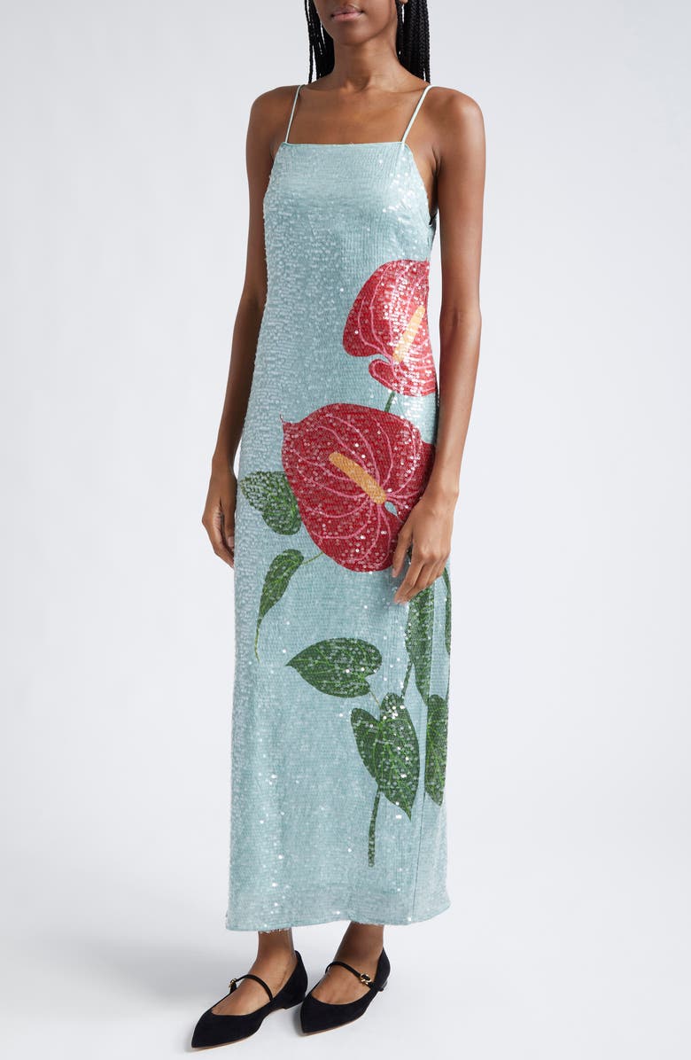 FARM Rio Anthurium Sequin Shift Dress, Alternate, color,