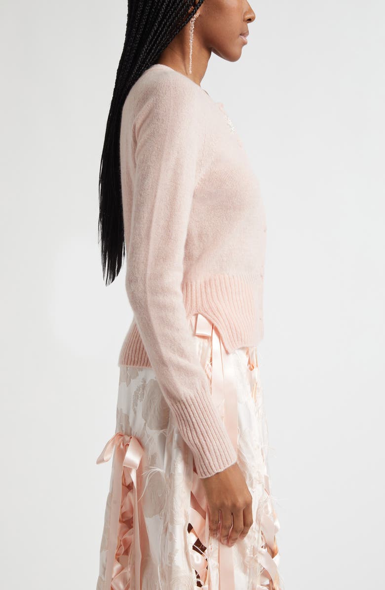 Simone Rocha Embellished Cashmere Cardigan, Alternate, color, Rose/ Pearl