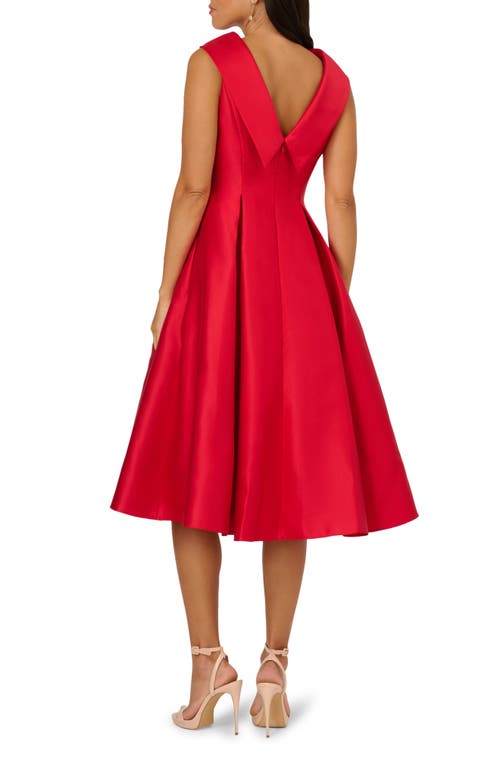 Adrianna Papell Roll Neck Mikado Fit & Flare Dress In Red