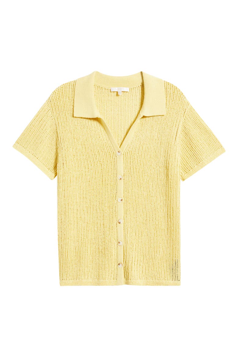 Sunny Open Stitch Button-Up Sweater, Alternate, color, GOLDEN YELLOW