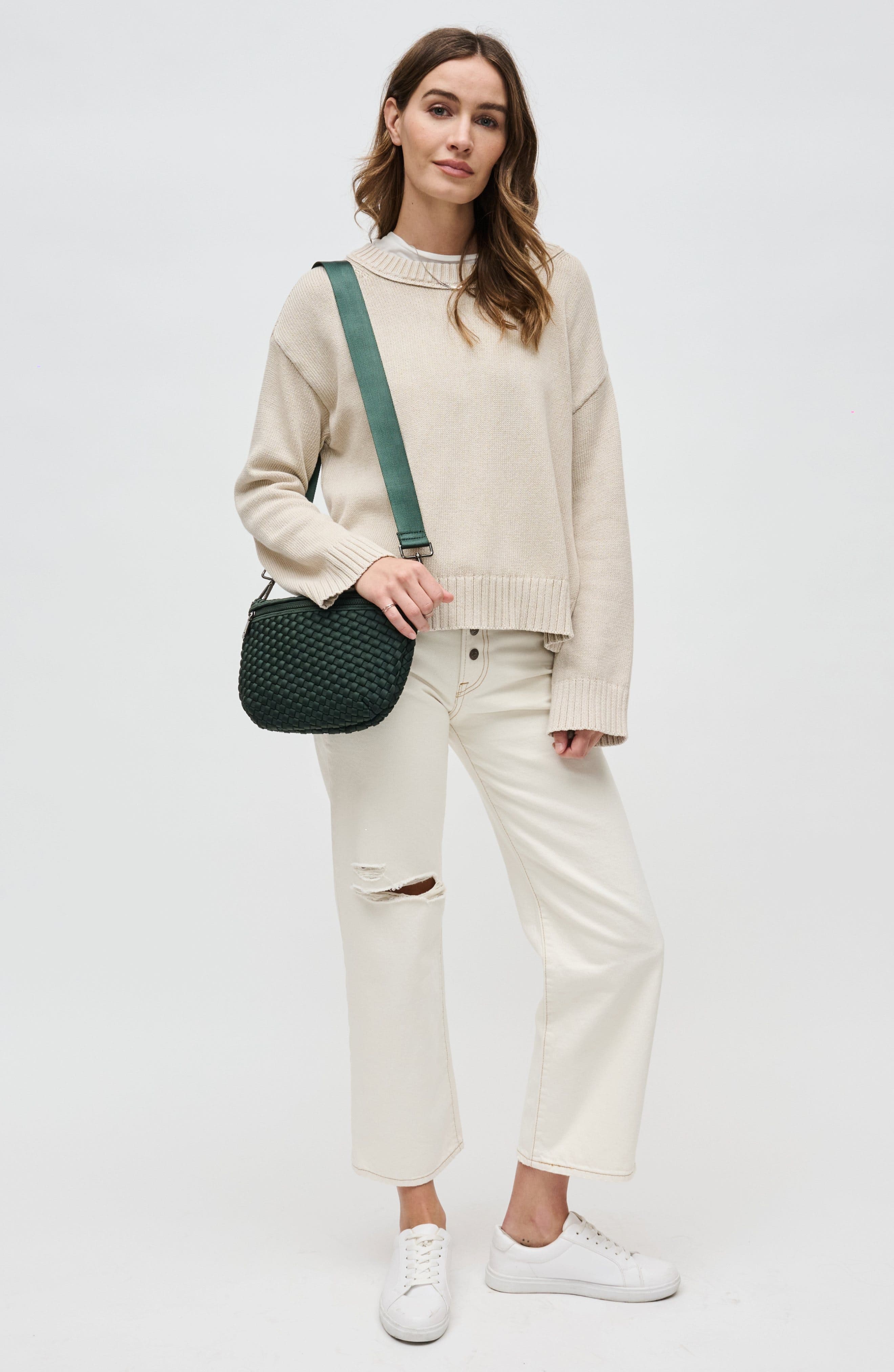 Sol and Selene Ethereal - Woven Neoprene Crossbody Bag, Alternate, color, Olive