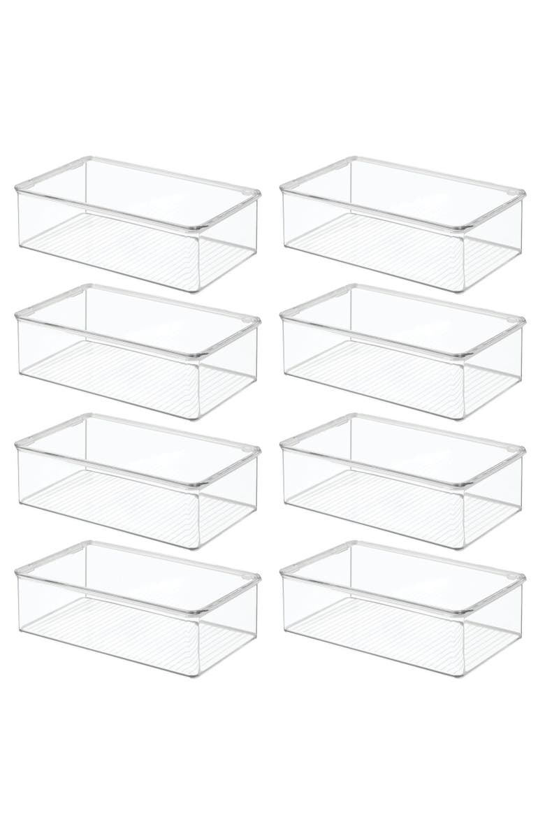 mDesign Plastic Closet Shoe Storage Organizer Box with Hinged Lid, 8 Pack, Main, color, 