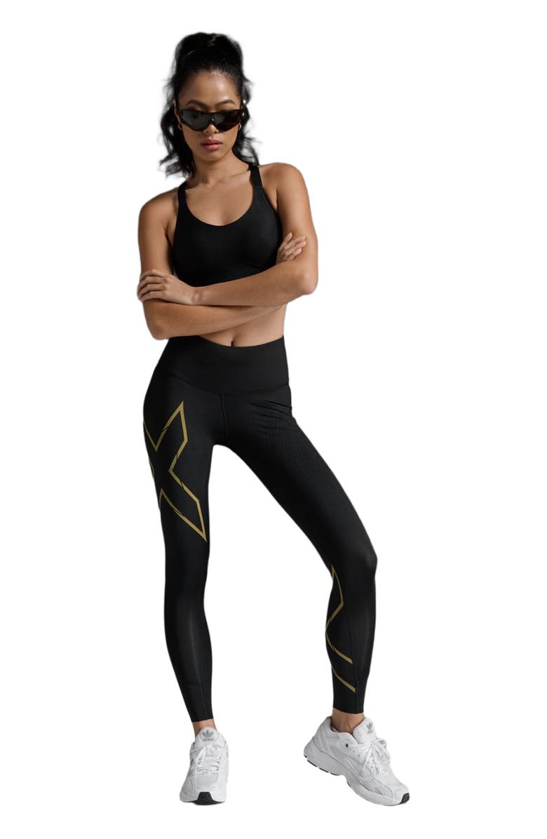 2XU Light Speed Mid-Rise CompTight, Alternate, color, Black/Gold Reflective