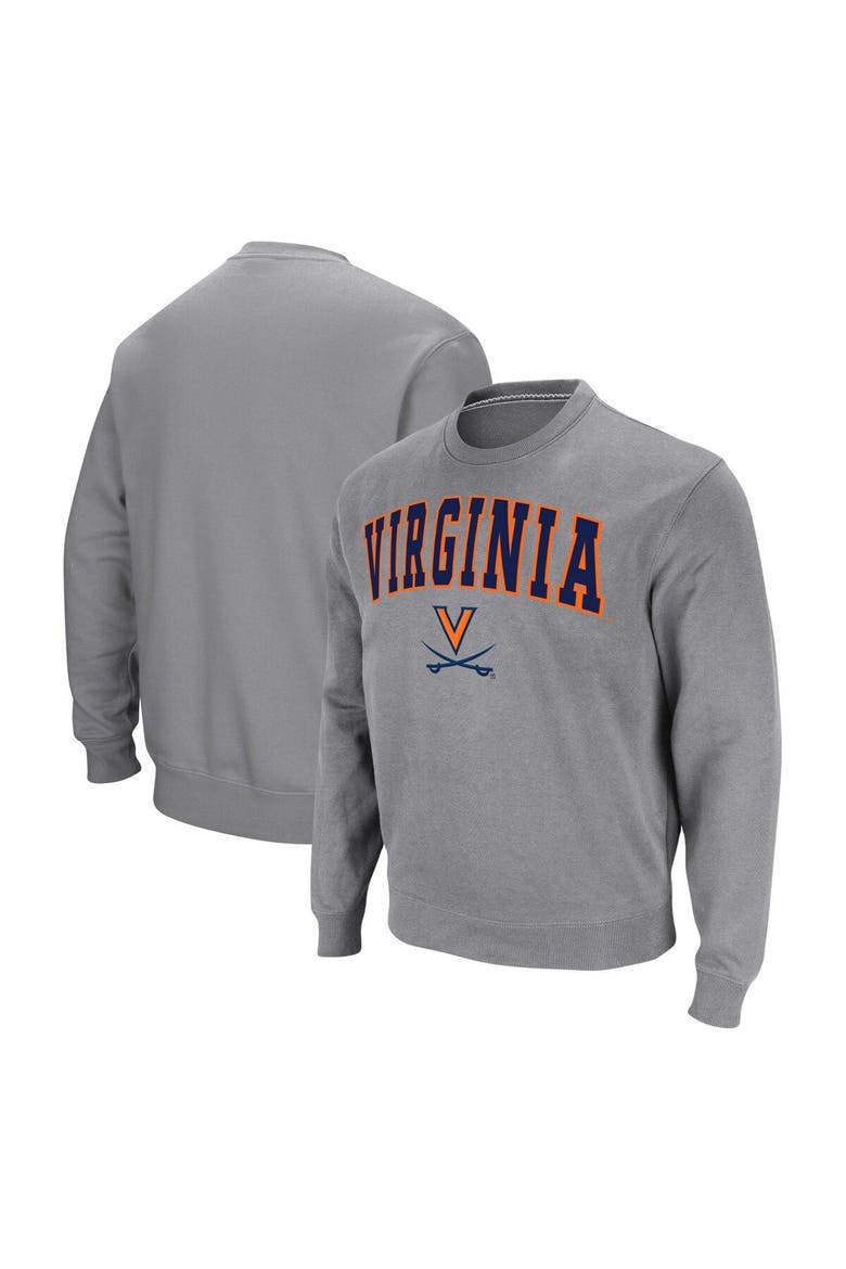 Men's Colosseum Heather Gray Virginia Cavaliers Arch & Logo Pullover Sweatshirt, Main, color, Heather Gray