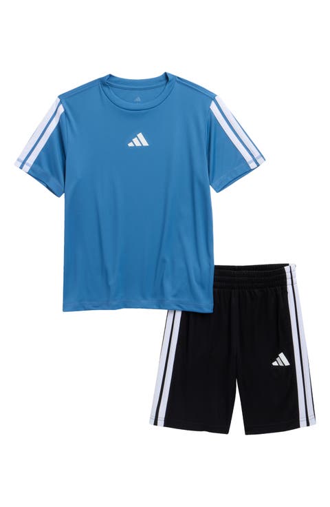 Kids' 3-Stripes Recycled Polyester T-Shirt & Shorts Set (Big Kid)