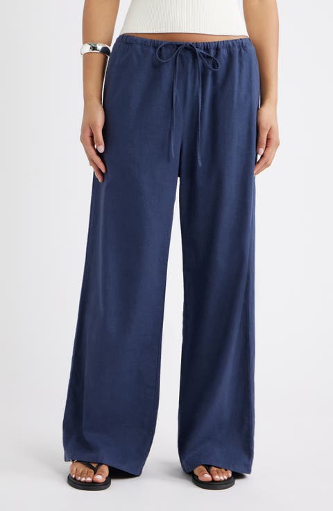 Linen Blend Wide Leg Pants