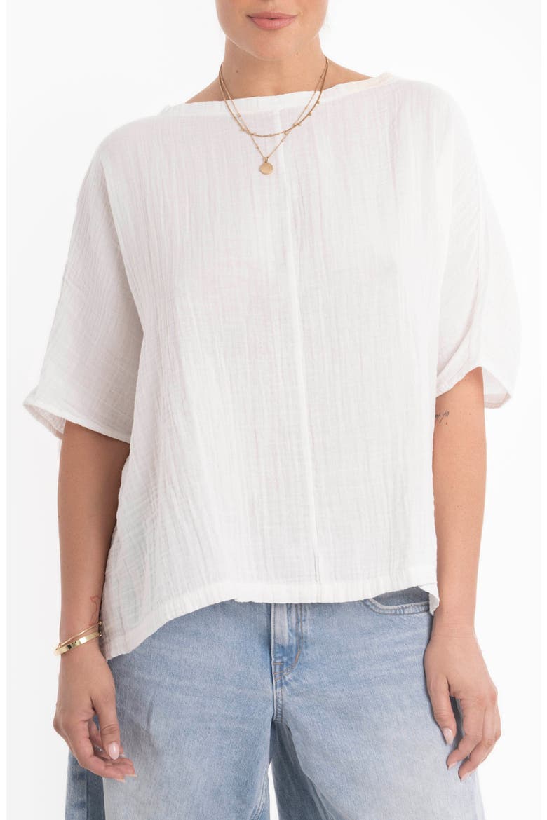 Square Gauze Top, Main, color, White