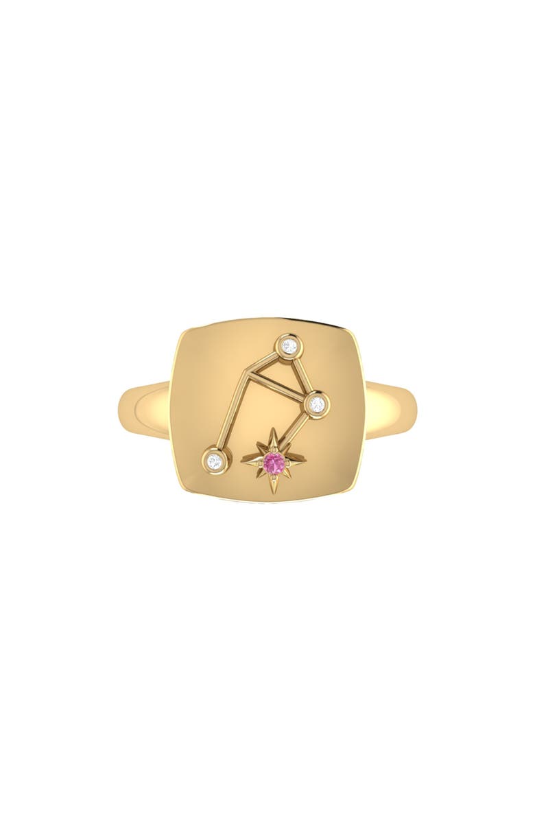 LuvMyJewelry Libra Pink Tourmaline & Diamond Signet Ring in Sterling Silver, Alternate, color, 14Kt Gold Vermeil On Sterling