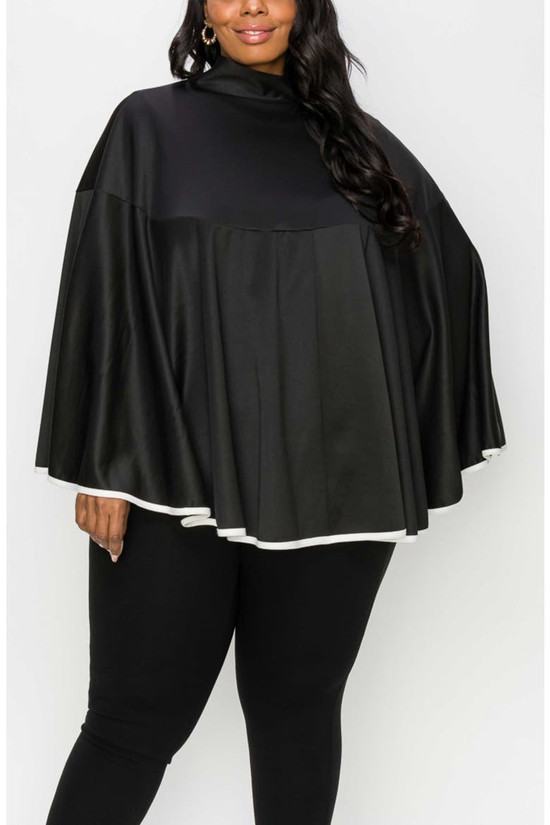 Kadra Ribbon Detail Cape, Alternate, color, BLACK