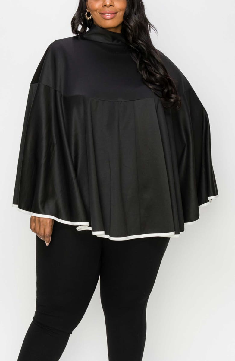 L I V D Kadra Ribbon Detail Cape, Alternate, color, Black
