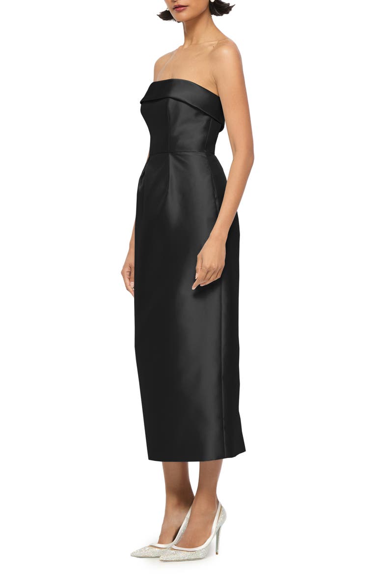 Ashton Strapless Satin Twill Gown, Alternate, color, BLACK