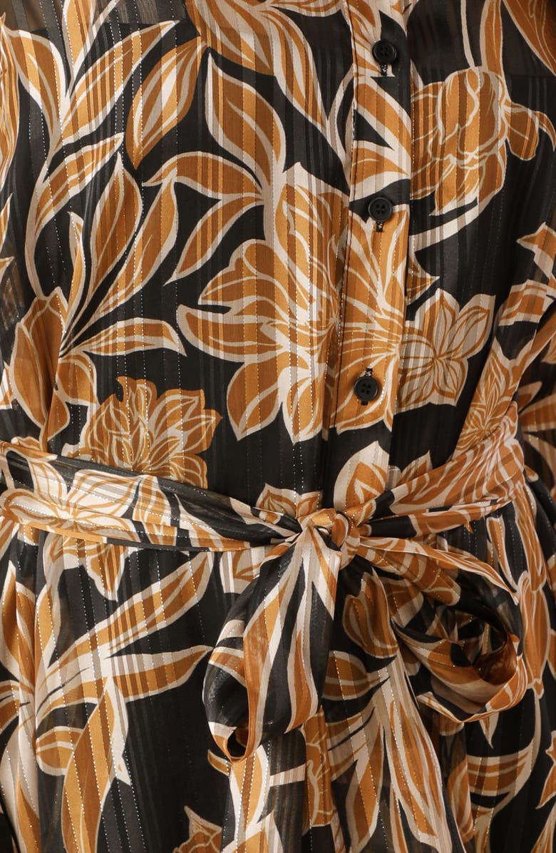 FLYING TOMATO Long Sleeve Midi Shirtdress, Alternate, color, Black