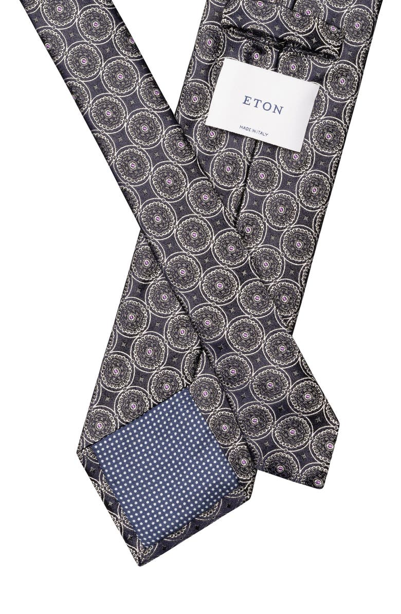 Eton Medallion Silk Tie, Alternate, color, Navy