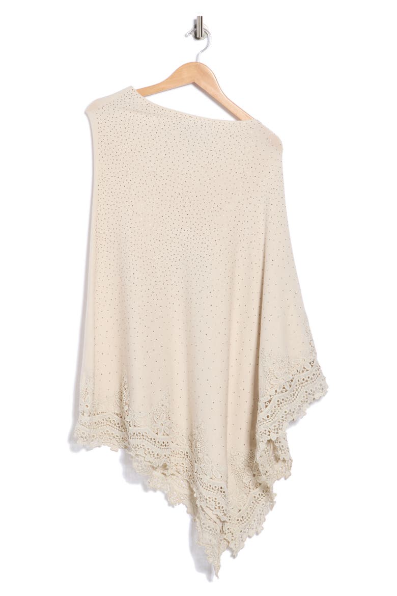 Lace Trim Poncho, Alternate, color, IVORY