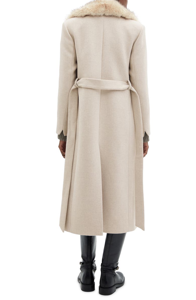 MANGO Wool Blend Coat with Removable Faux Fur Collar, Alternate, color, Light/ Pastel Grey