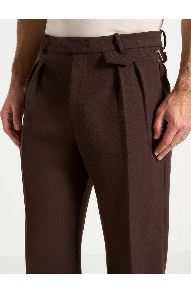 Manière De Voir Pierre Relaxed Fit Pleated Tailored Trousers, Alternate, color, Brown