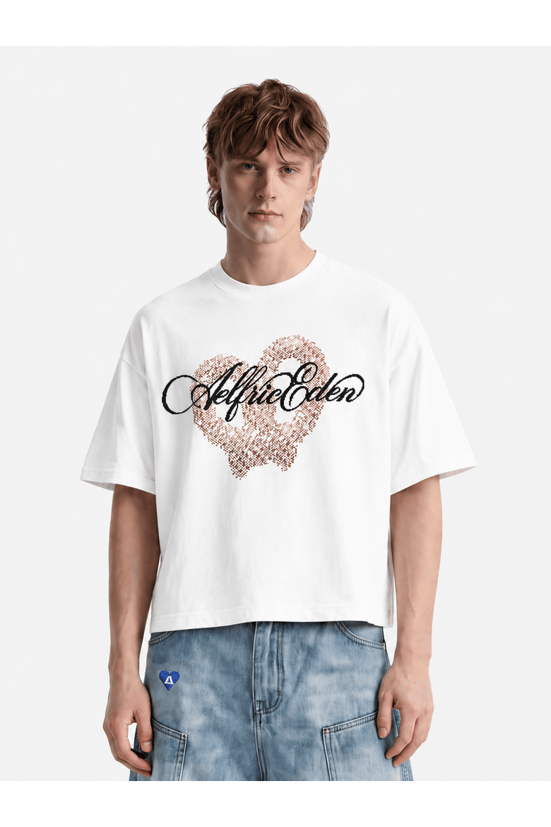 Heart Graphic Boxy Short Tee, Main, color, White