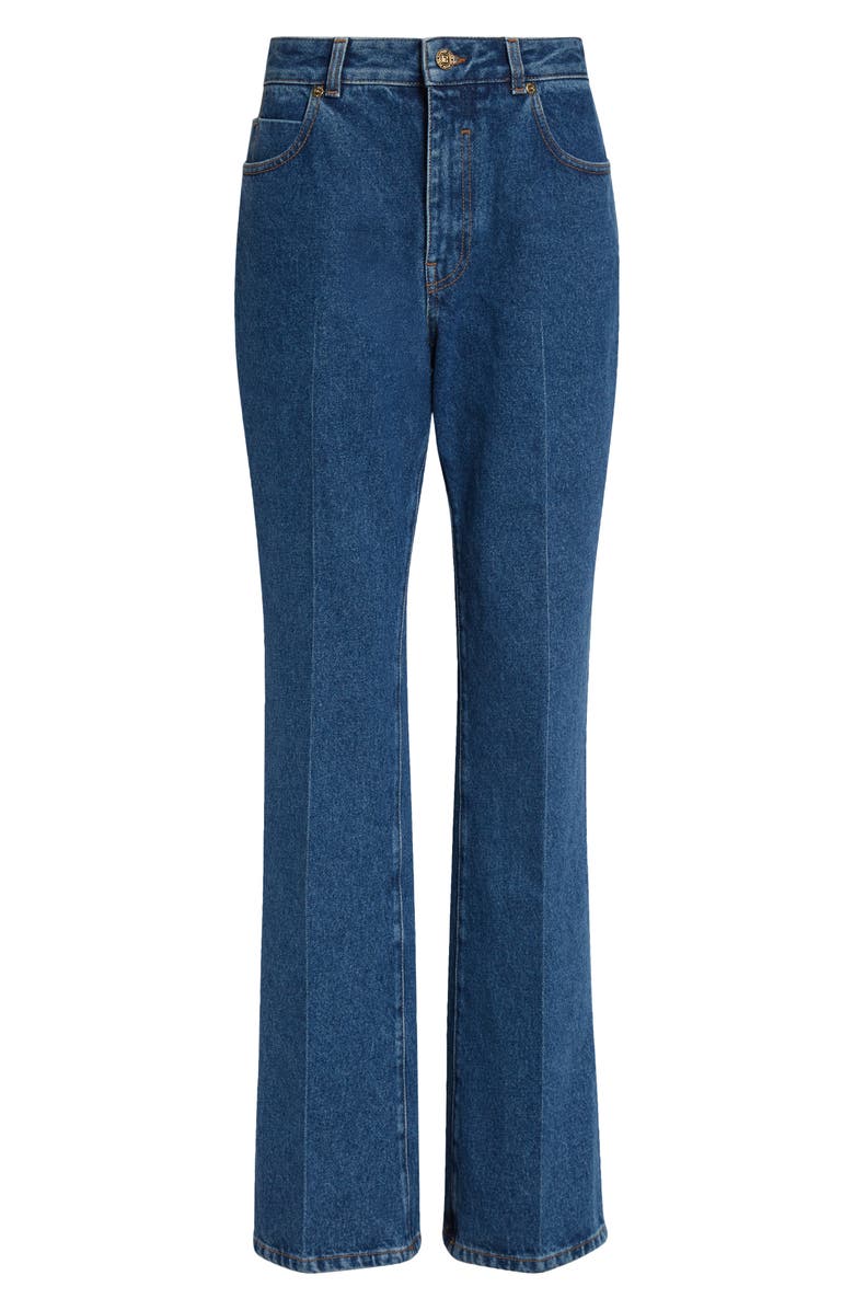 Balmain High Waist Straight Leg Jeans, Main, color, 6Ex Bleu Jean Dark