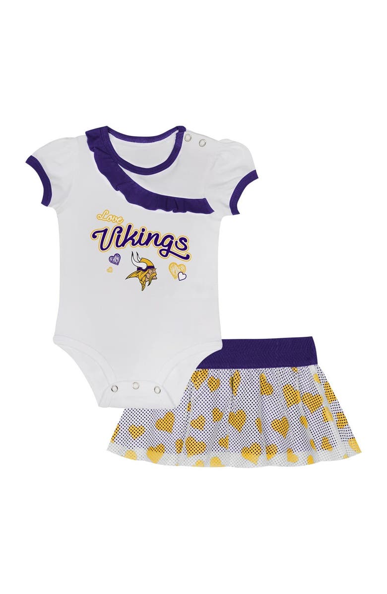 Outerstuff Newborn & Infant Minnesota Vikings Love My Team Bodysuit & Skirt Set, Main, color,