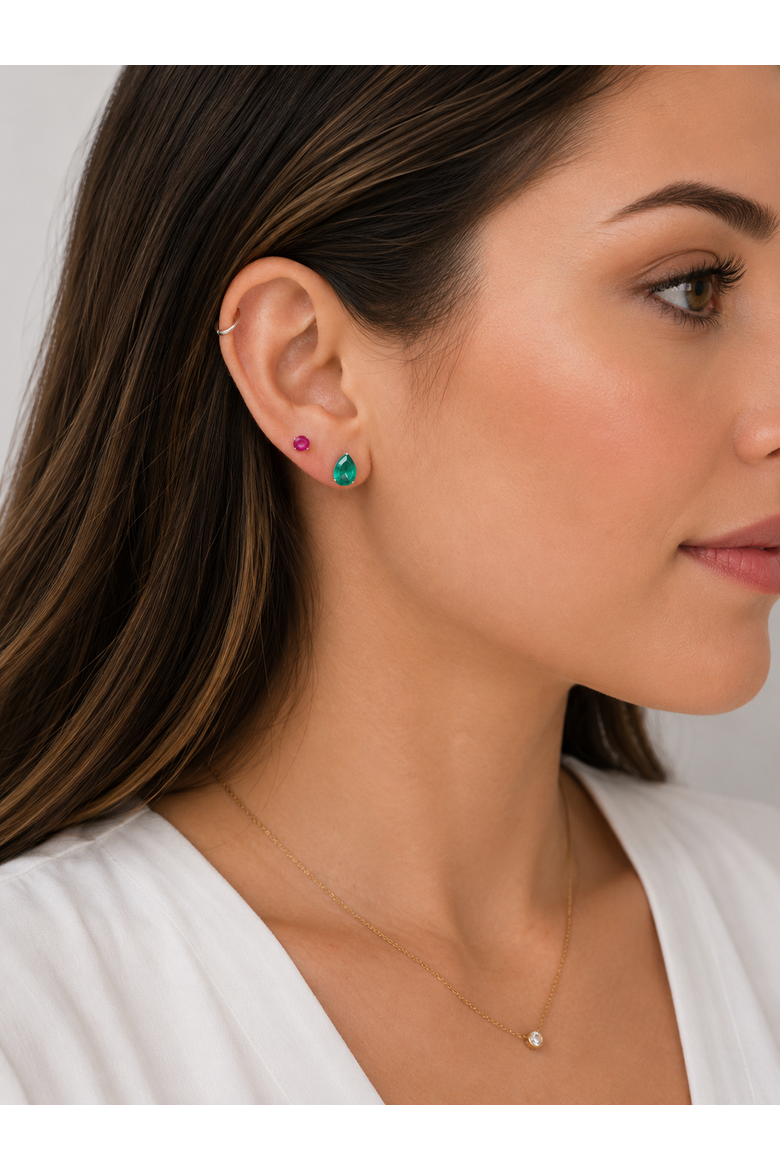 Teardrop Stud Earrings, Alternate, color, Emerald