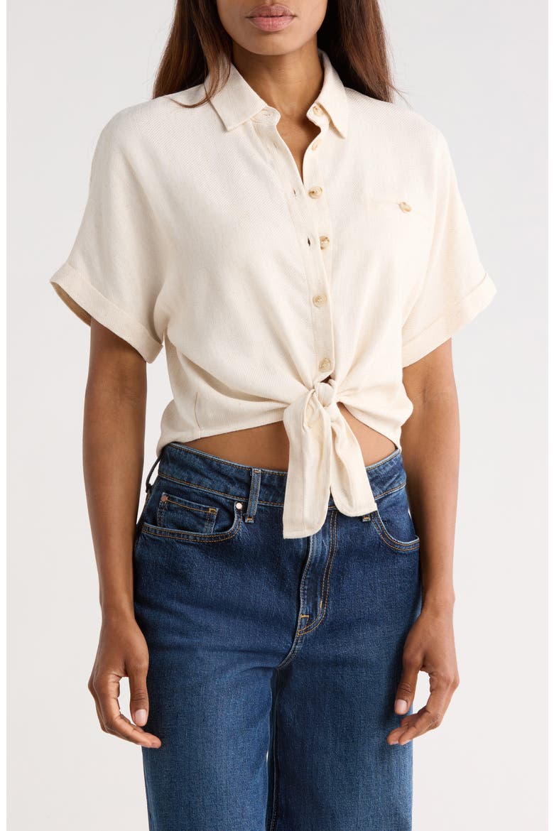 Candy's Woven Top, Main, color, BEIGE