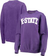 PRESSBOX Women's Pressbox Purple Kansas State Wildcats Comfy Cord Vintage Wash Basic Arch Pullover Sweatshirt