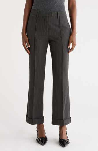Nicole Miller Birdie Pinstripe High Waist Cuffed Bootcut Pants