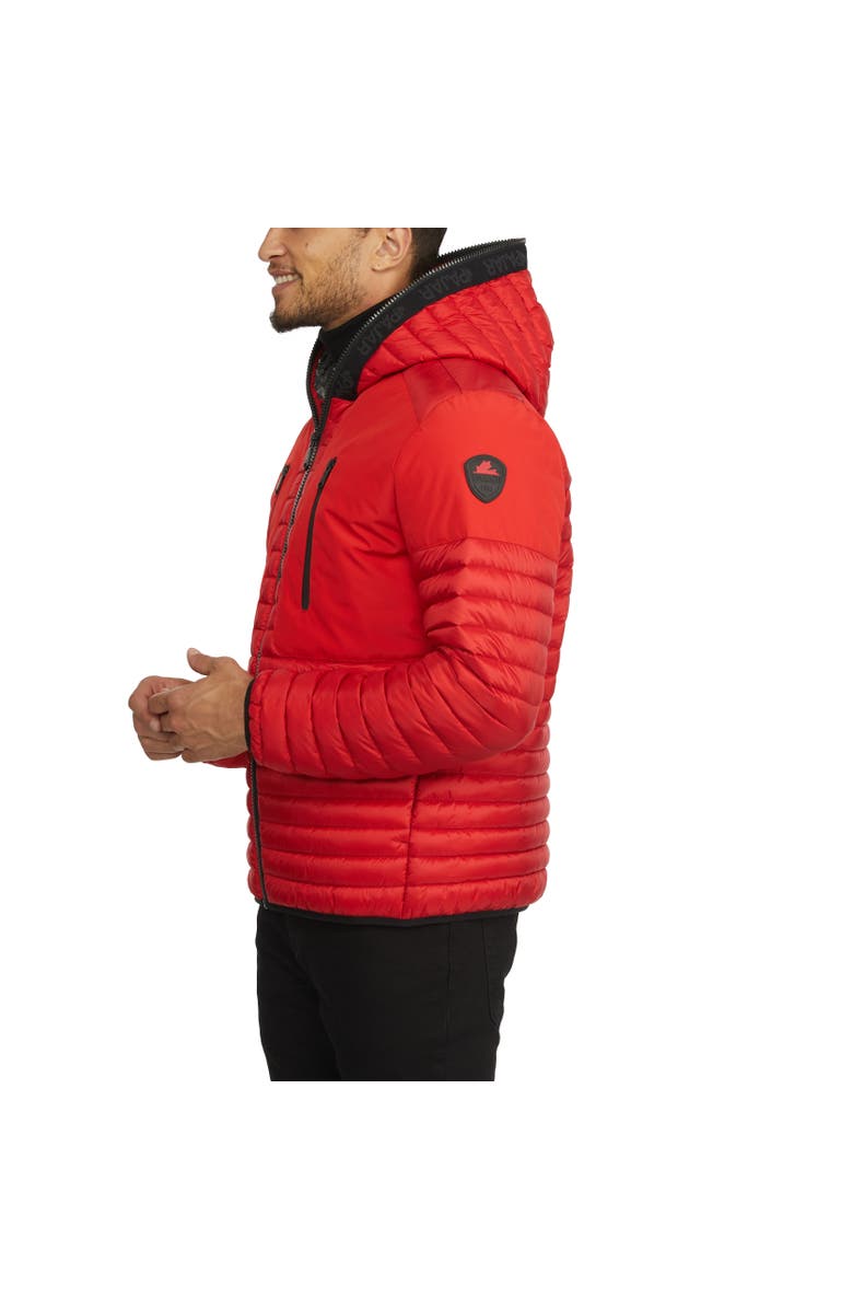 Pajar Finn Lightweight Mixed Media Puffer with Fixed Hood, Alternate, color, Current Red
