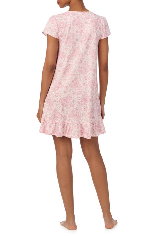 Ralph Lauren Lauren Print Short Sleeve Nightgown In Pink