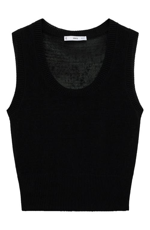 Mango Scoop Neck Cotton Blend Sweater Tank In Black