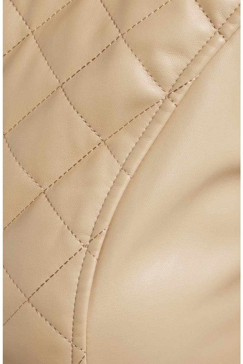 Quilted Faux Leather Moto Jacket, Alternate, color, LATTE