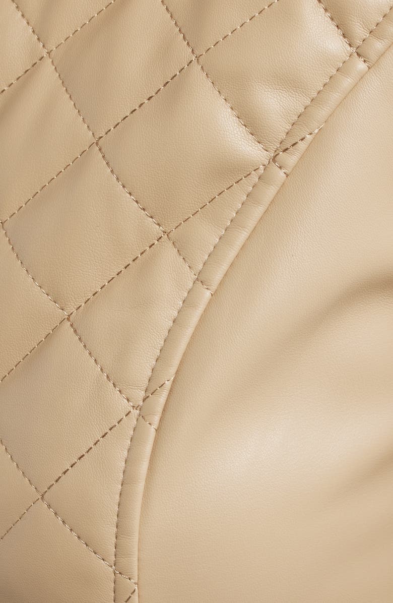 AK ANNE KLEIN Quilted Faux Leather Moto Jacket, Alternate, color, Latte