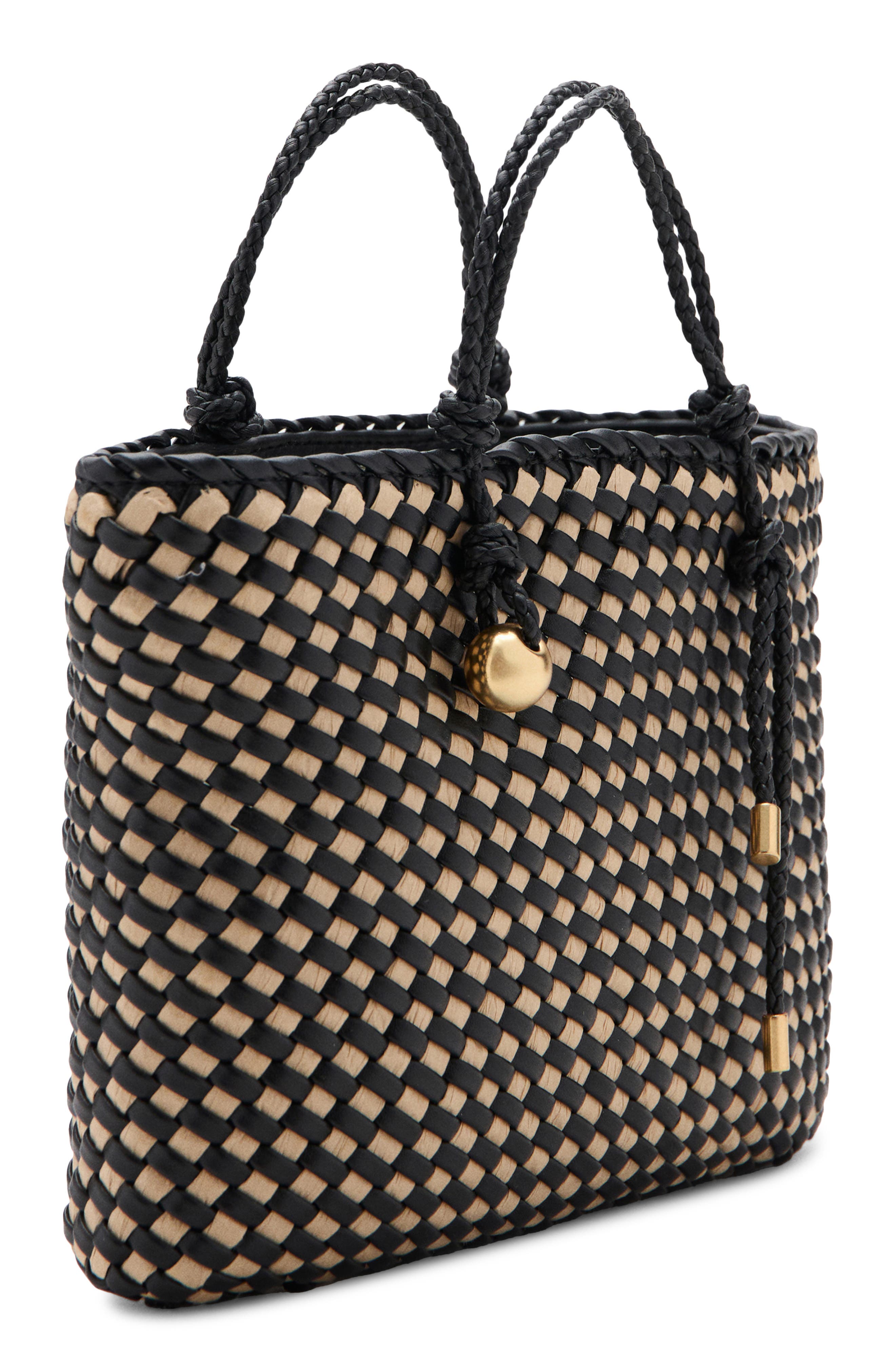 MANGO Natural Fiber Tote, Alternate, color, Black