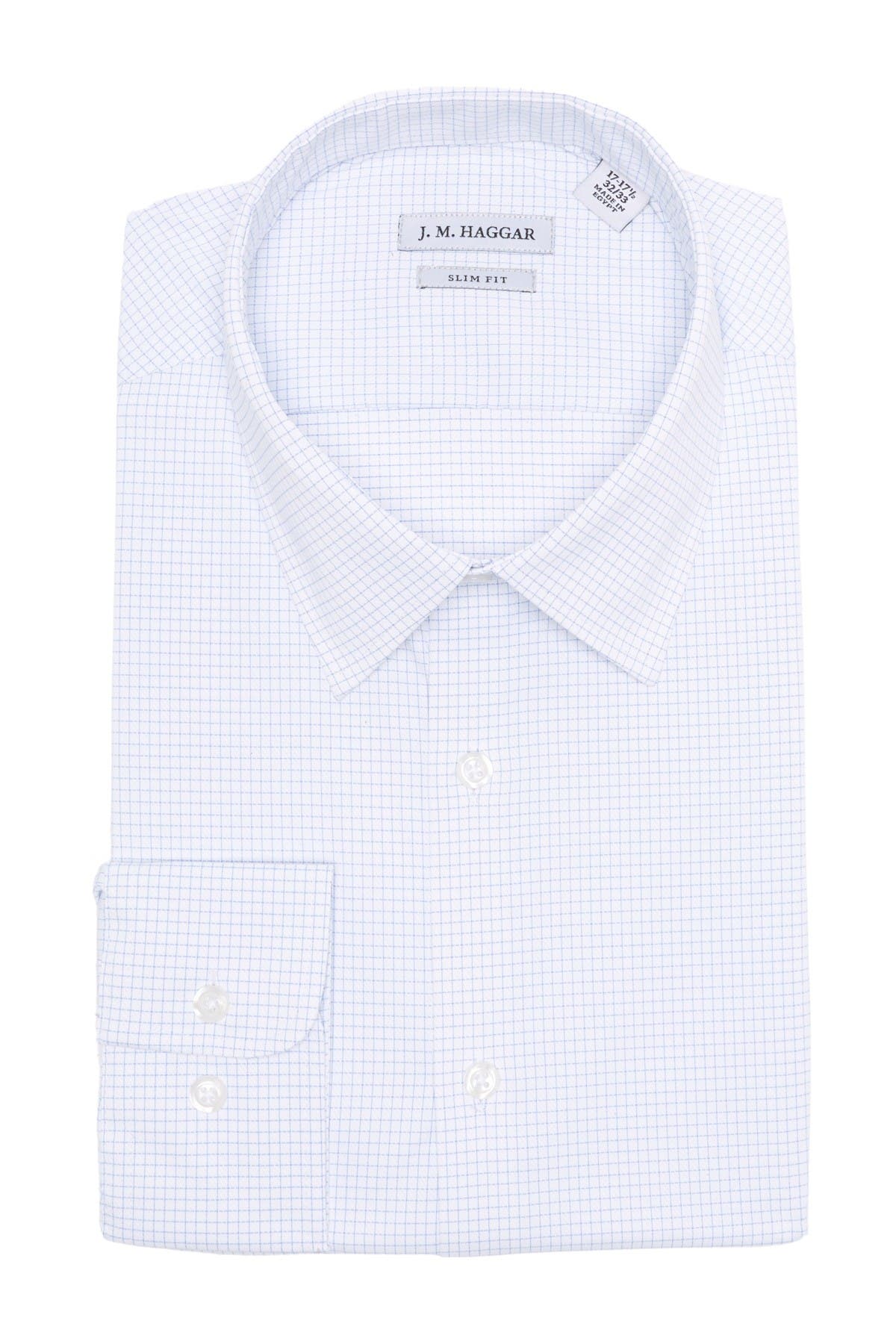 HAGGAR Tech Performance Check Print Slim Fit Dress Shirt