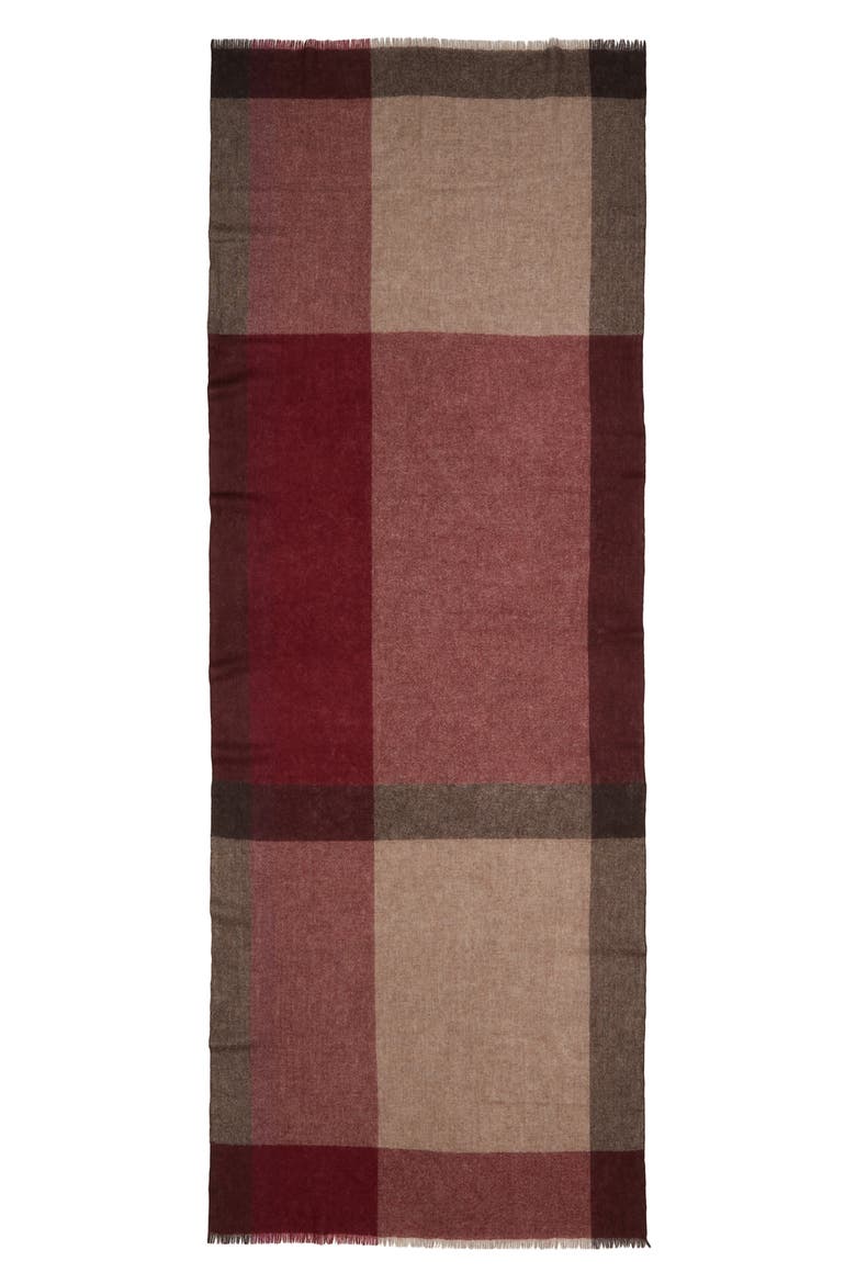Textured Cashmere Scarf, Alternate, color, BORDEAUX PLAID