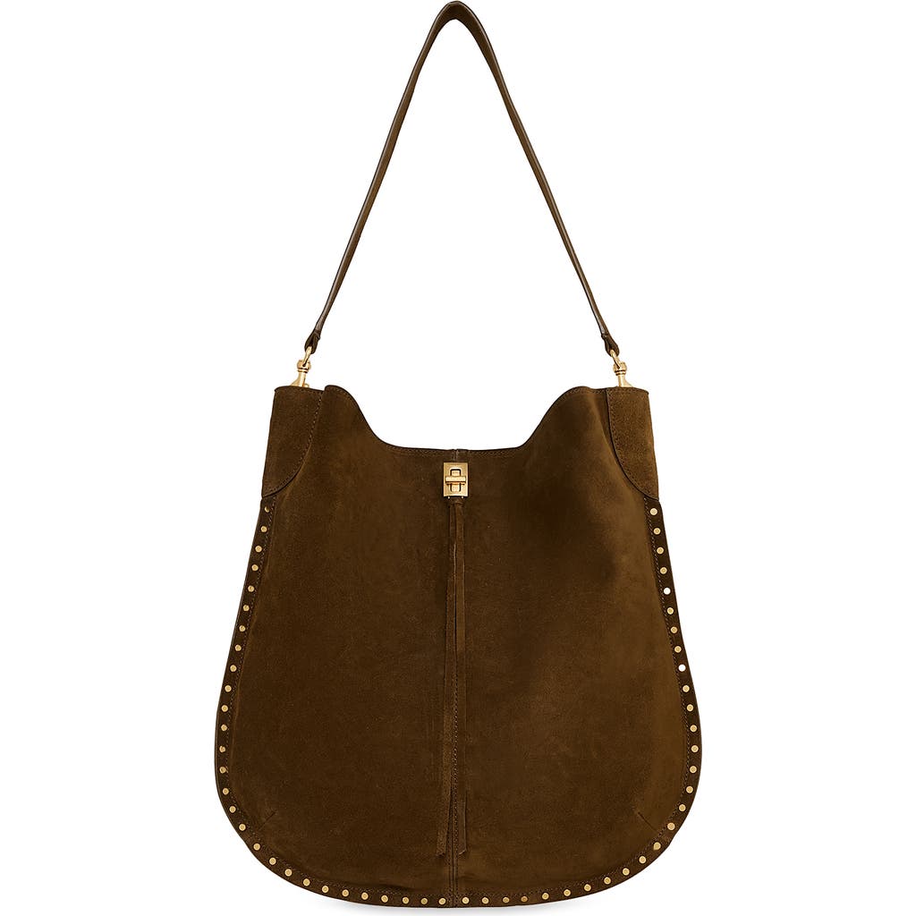 Rebecca Minkoff Slim Darren Suede Hobo Bag In Brown