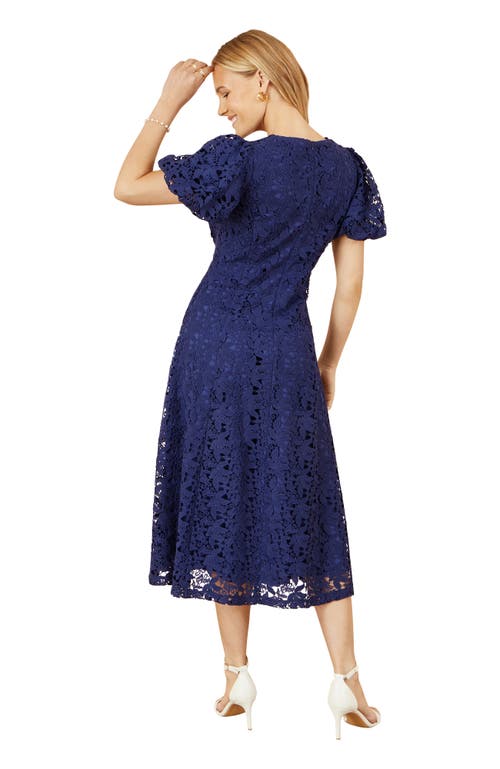 Yumi Lace Midi Skater Dress In Blue
