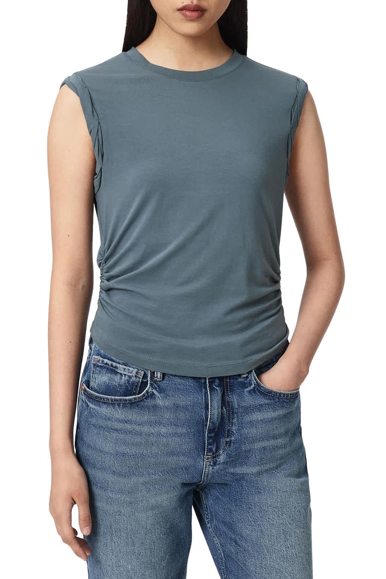 West Side Ruched Tank, Main, color, LUNAR BLUE