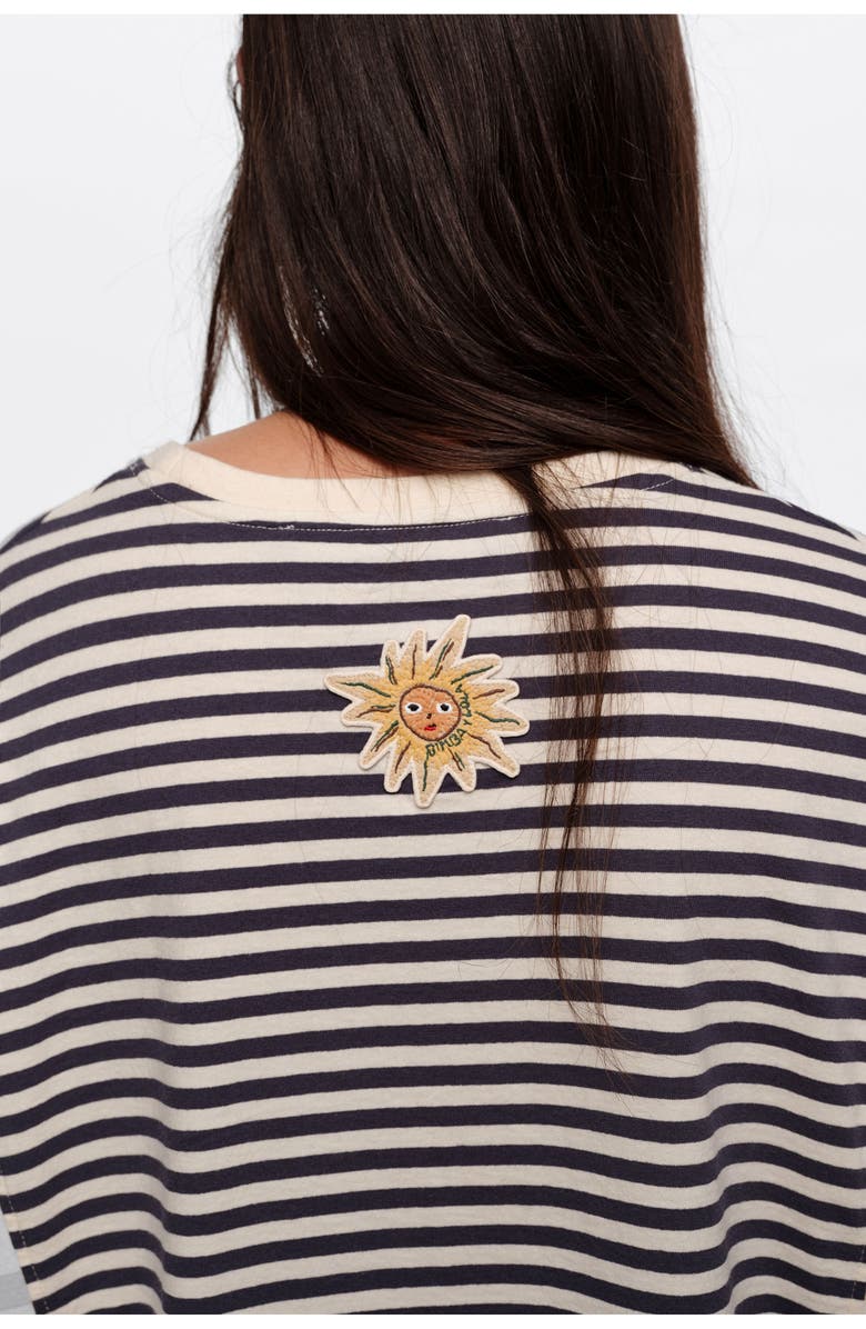 Bimba y Lola Striped Oversize T-Shirt, Alternate, color, Navy