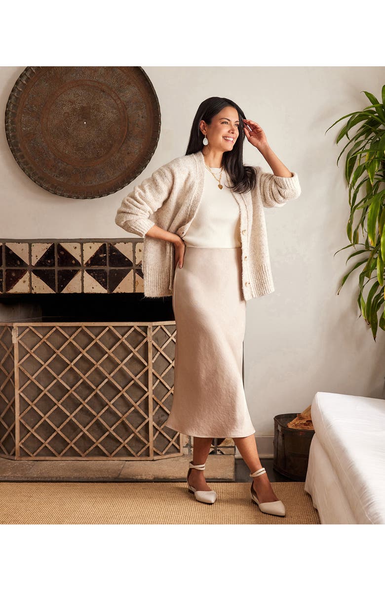 Karen Kane Bias Cut Satin Midi Skirt, Alternate, color,