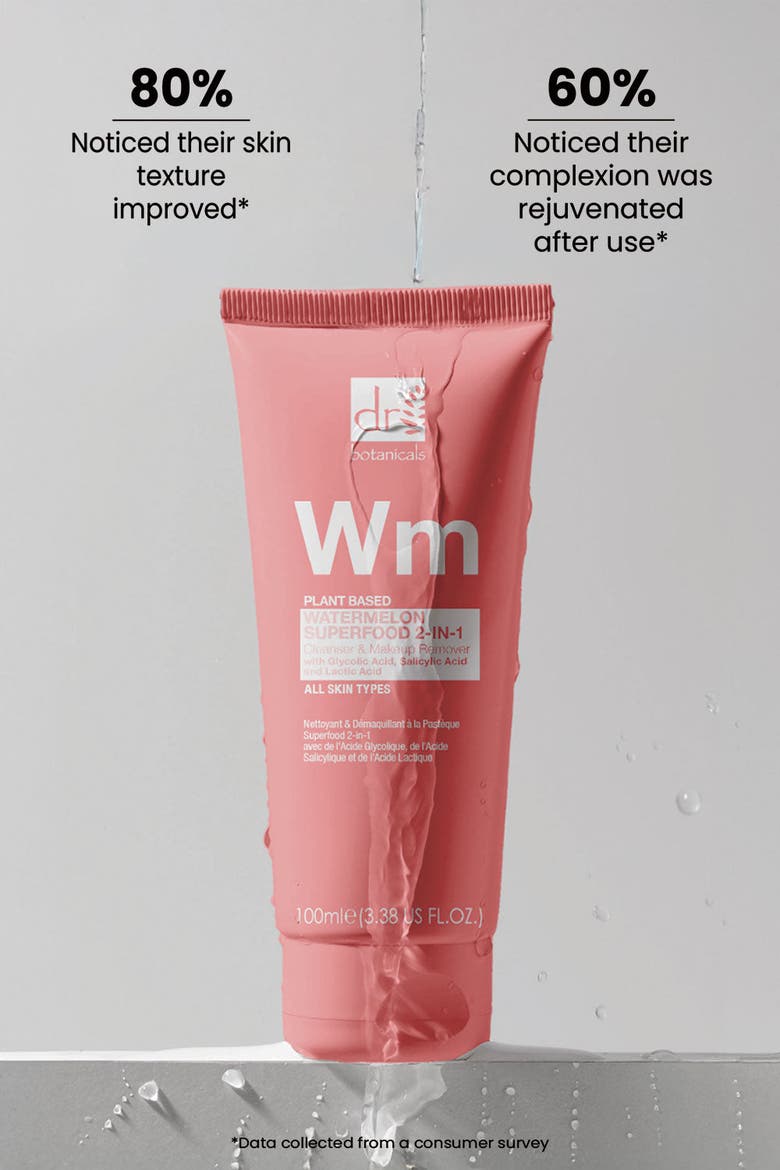Superfood 2-in-1 Cleanser & Makeup Remover with Glycolic Acid, Salicylic Acid & Lactic Acid, Alternate, color, White